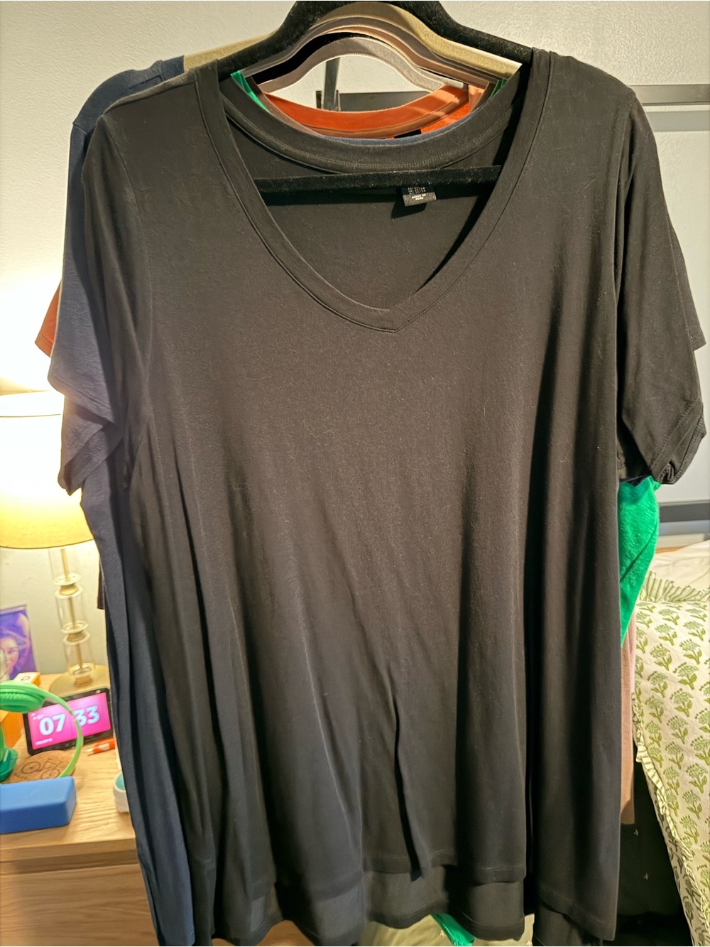 Black V-Neck Women's Top - Soft Jersey Tee